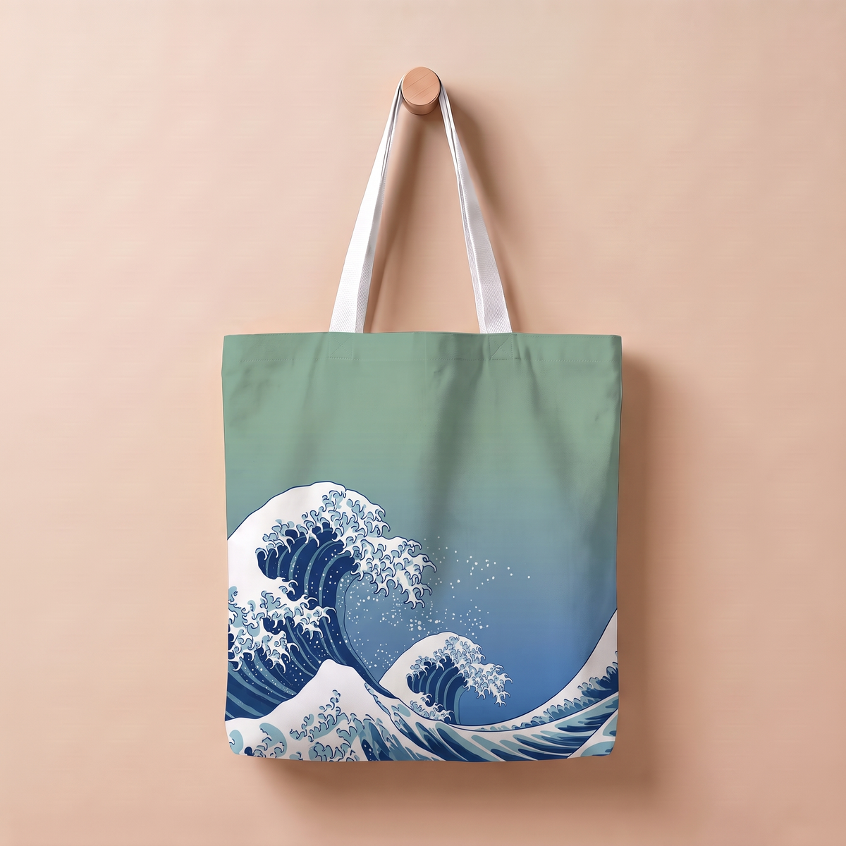 青海波グリーン|和柄トートバッグ