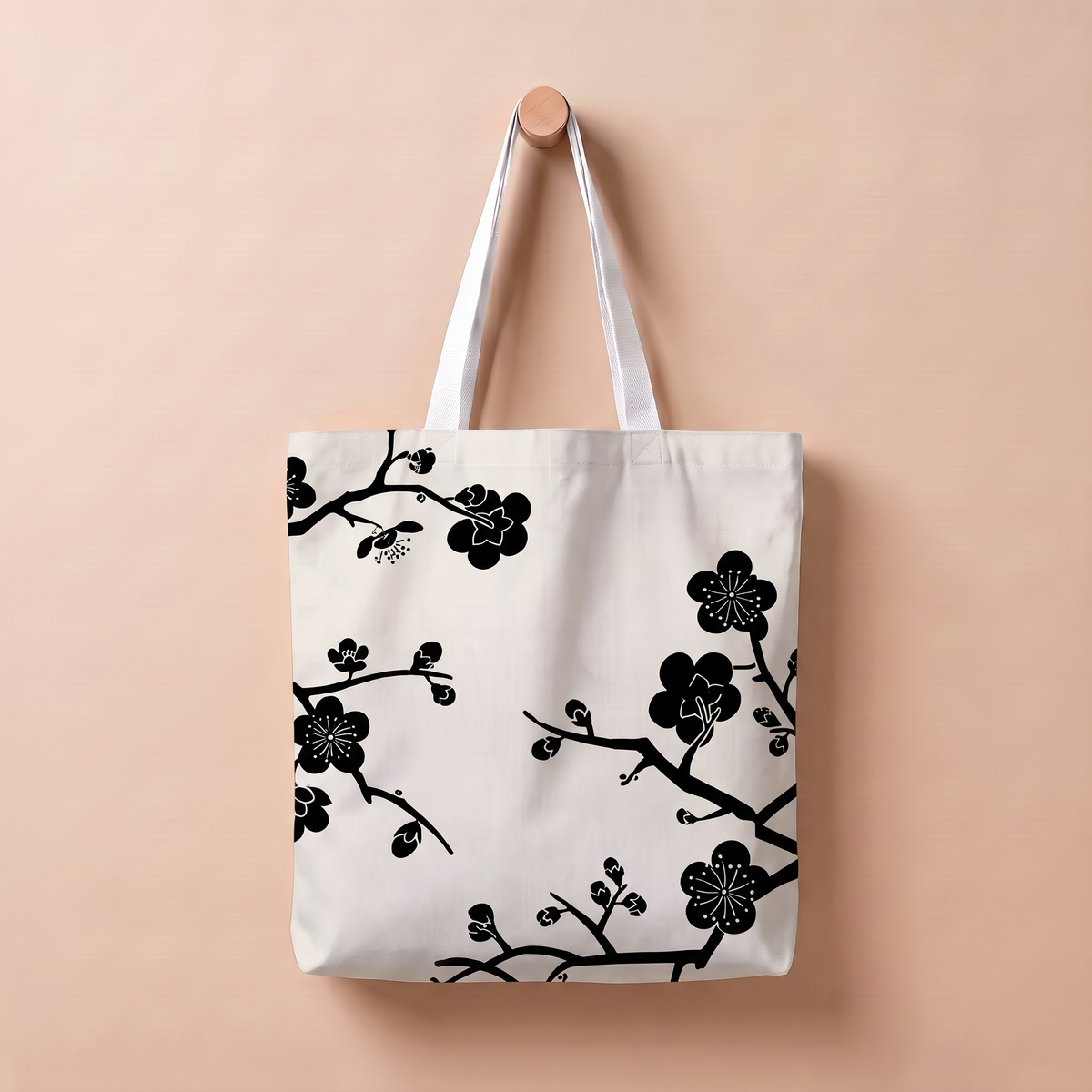花柄ベージュ|和柄トートバッグ
