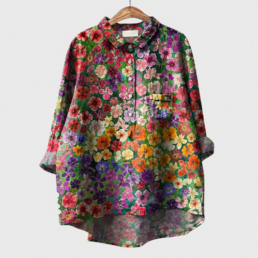 オト｜夜の花畑柄シャツ
