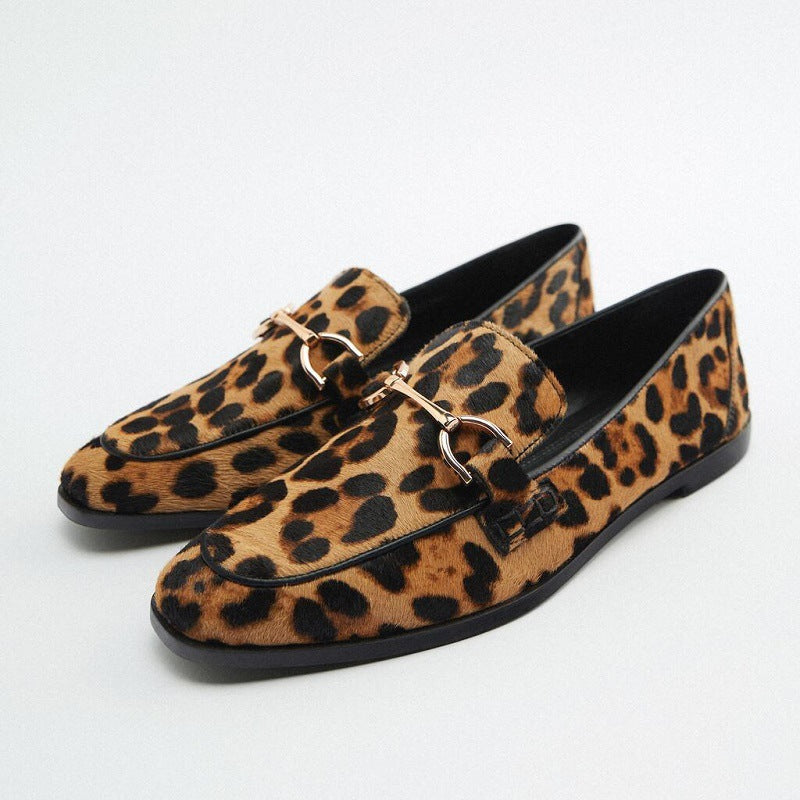 ヒナタ｜ビット付きレオパードローファー