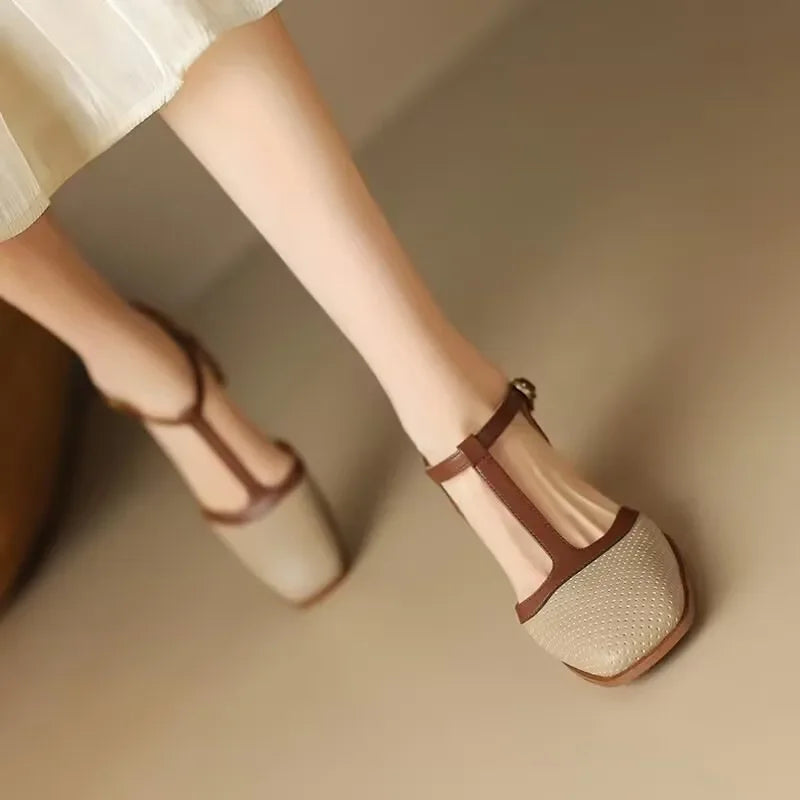 マリ｜バイカラーTストラップパンプス