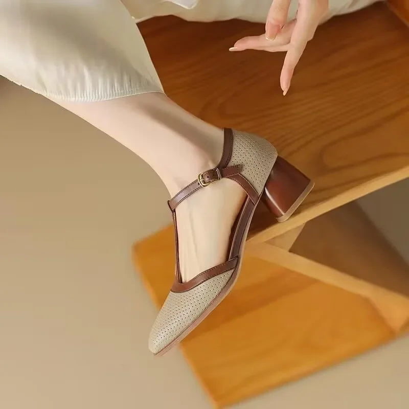マリ｜バイカラーTストラップパンプス
