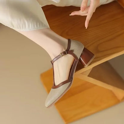マリ｜バイカラーTストラップパンプス
