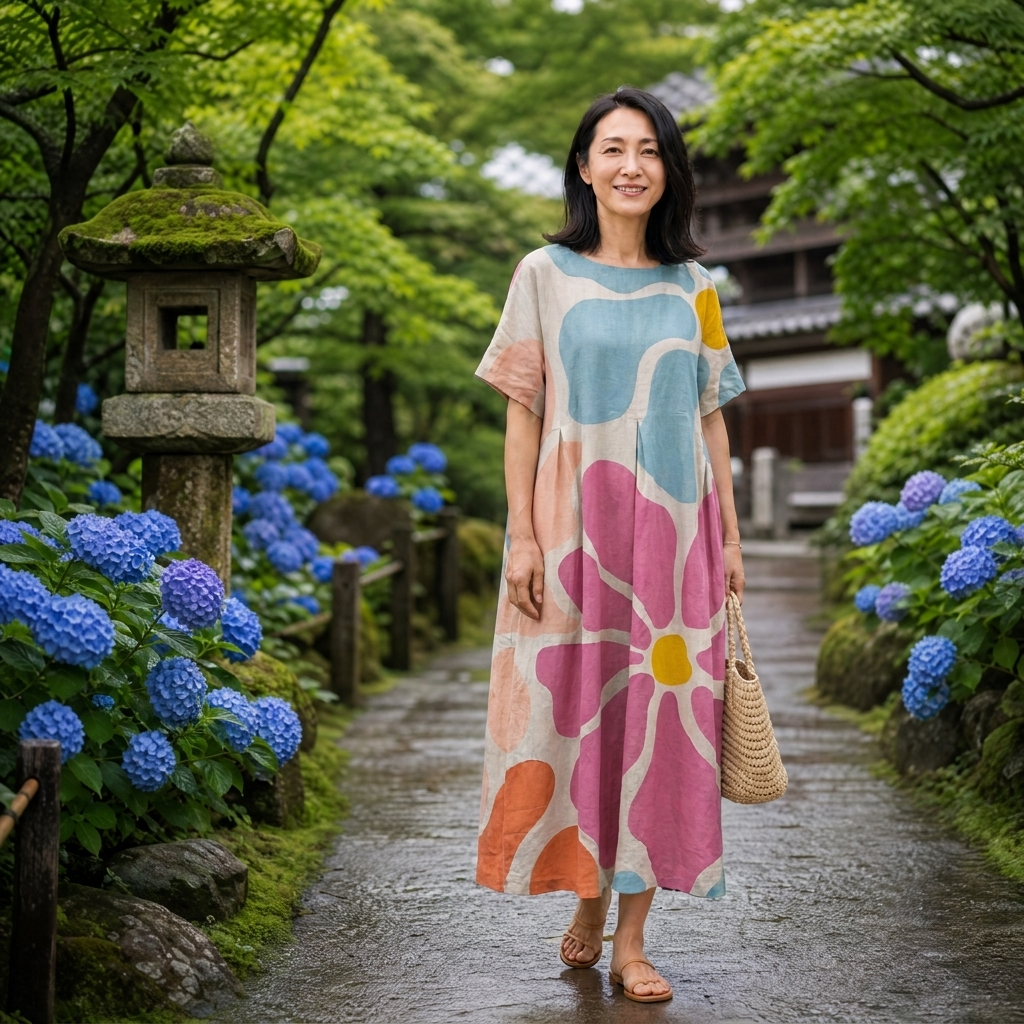 ミサキ｜カラフル花柄のワイドワンピース