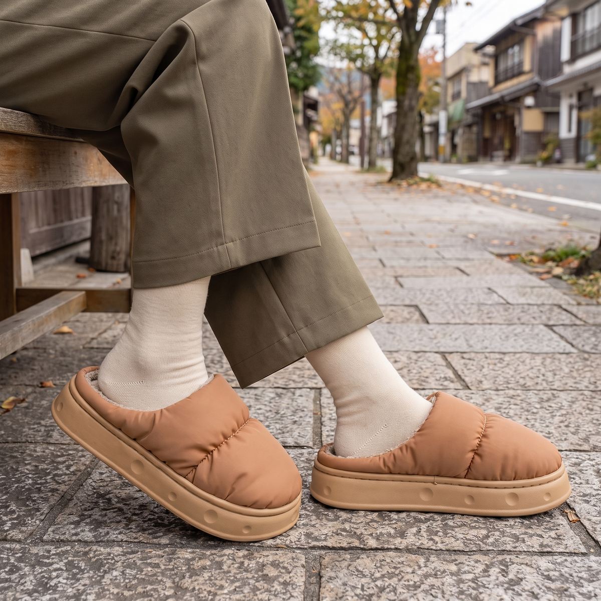 ハル｜ふっくらダウン風厚底サンダル