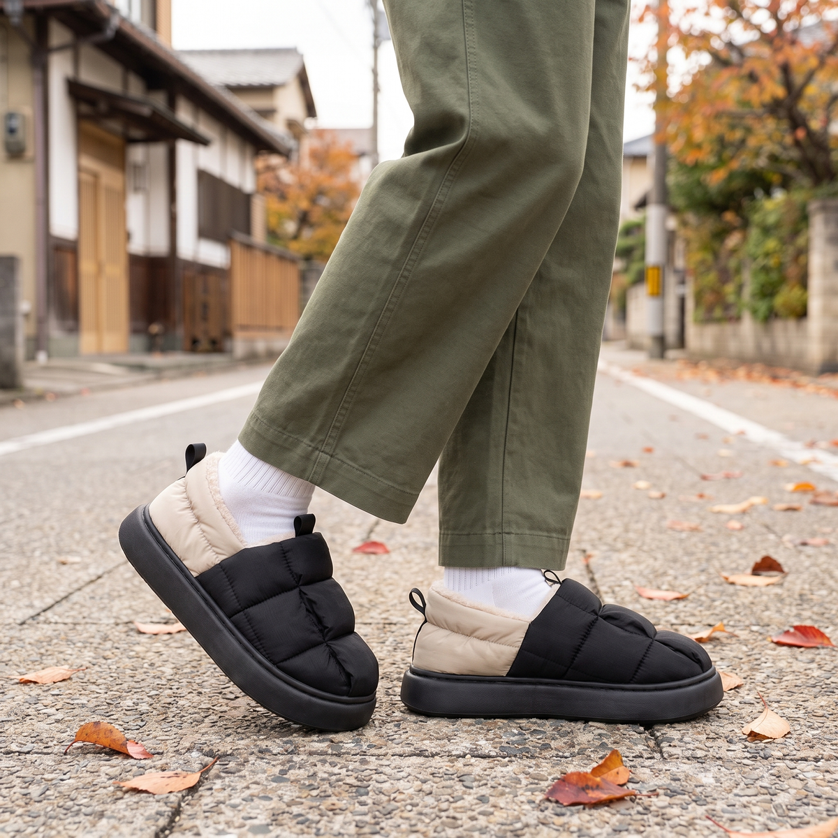 ユウ｜バイカラーキルティング厚底スリッポン