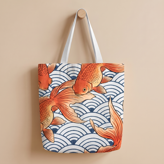 金魚と青海波｜浮世絵風トートバッグ
