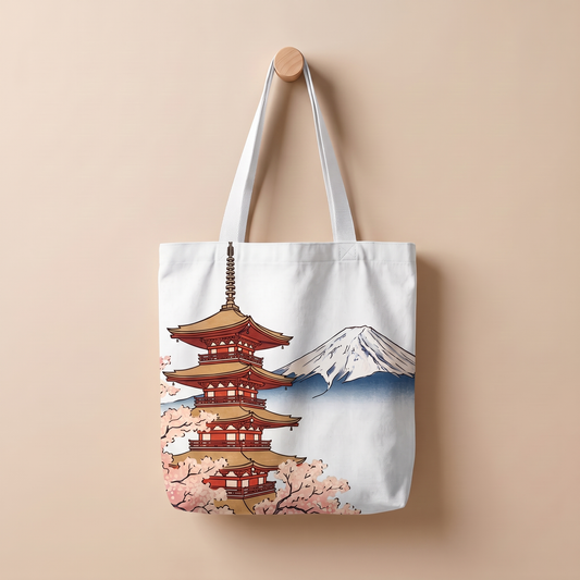 五重塔と富士｜浮世絵風トートバッグ