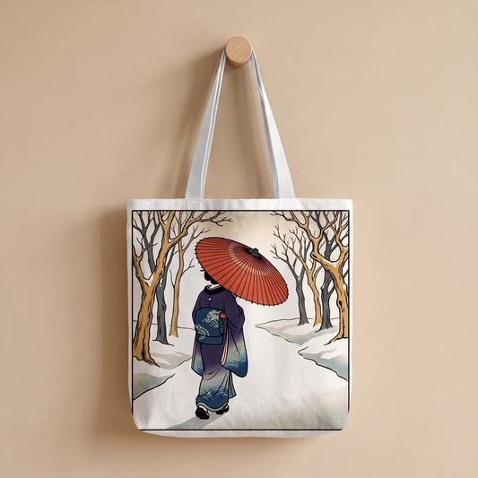 雪の番傘｜浮世絵風トートバッグ