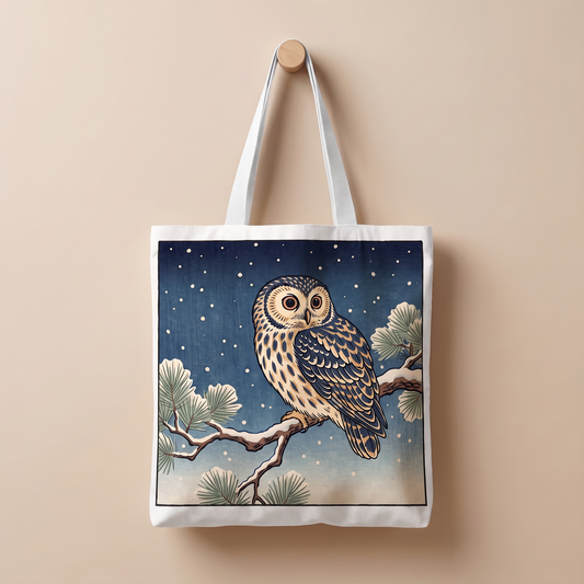 雪夜のふくろう｜浮世絵風トートバッグ