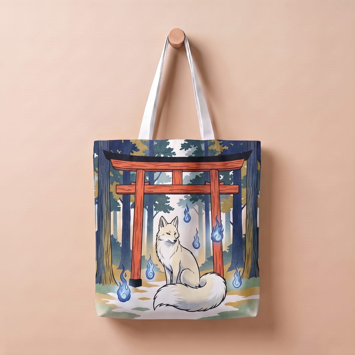 狐と鳥居｜浮世絵風トートバッグ