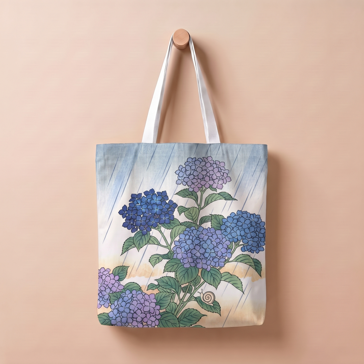 紫陽花とかたつむり｜浮世絵風トートバッグ