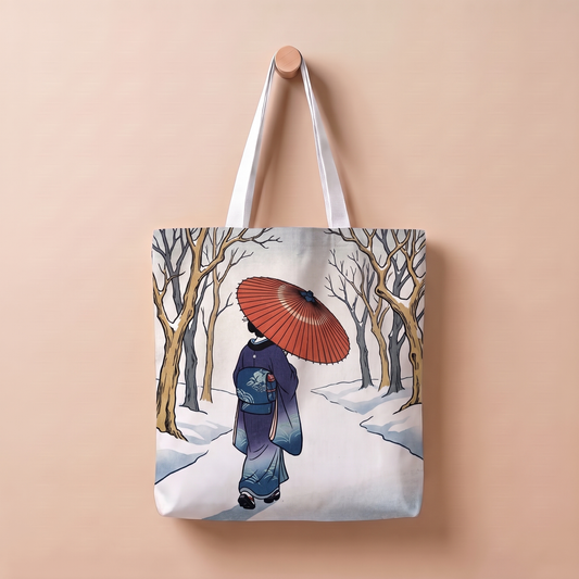 雪の番傘｜浮世絵風トートバッグ