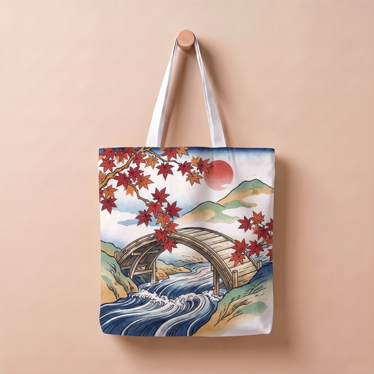 紅葉と橋｜浮世絵風トートバッグ