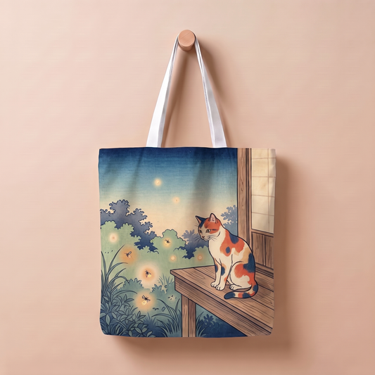 蛍とみけねこ｜浮世絵風トートバッグ