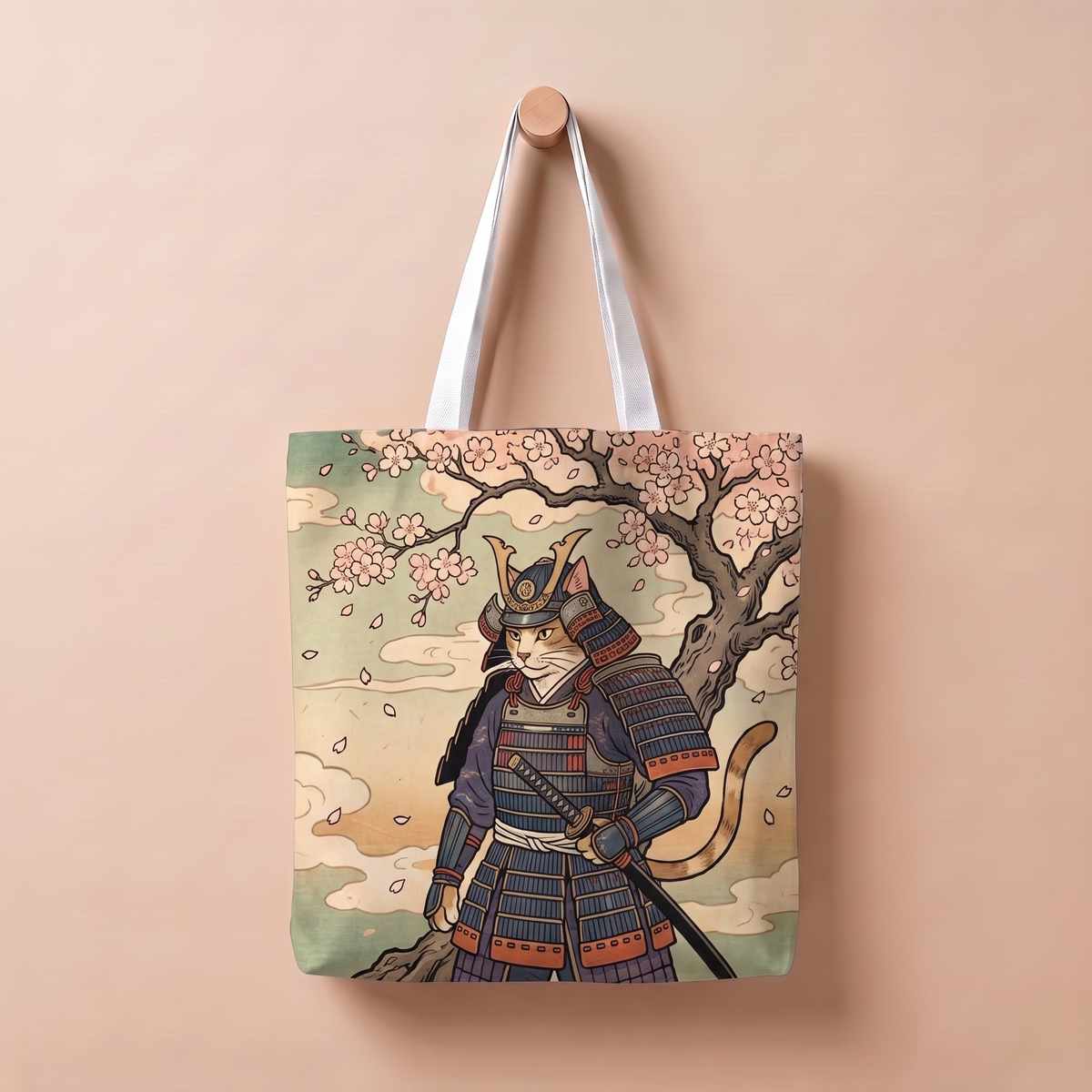 サムライねこ｜浮世絵風トートバッグ