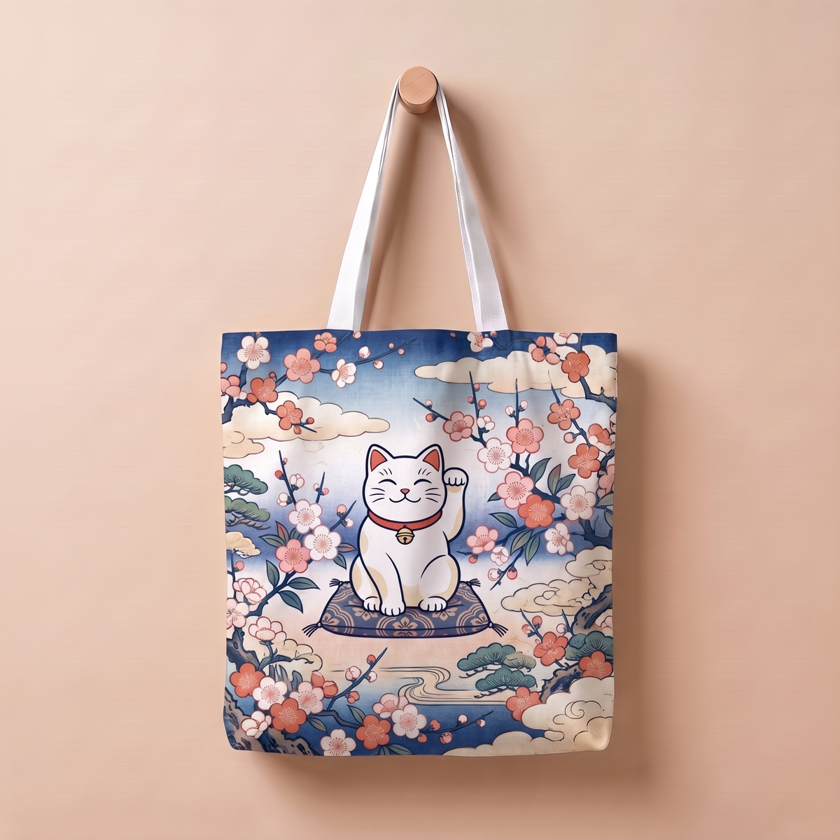 招き猫｜浮世絵風トートバッグ