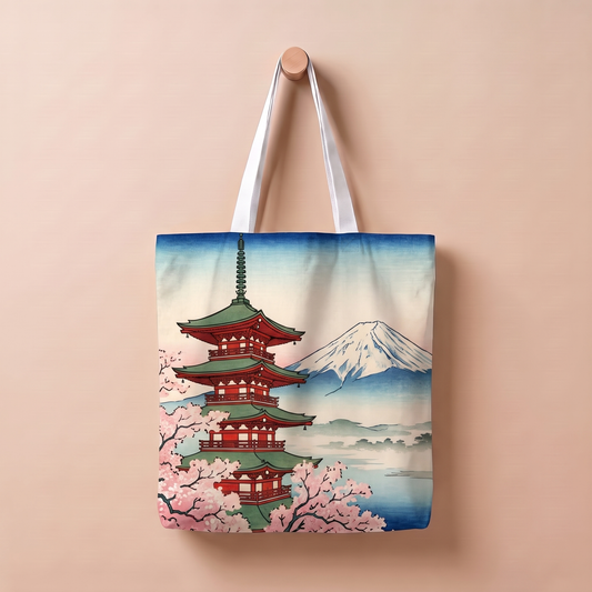 五重塔と富士｜浮世絵風トートバッグ