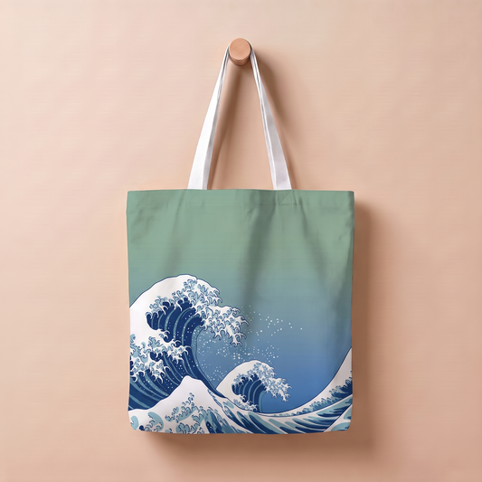 青海波グリーン｜和柄トートバッグ